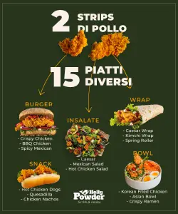 2 strips di pollo - 15 piatti diversi 